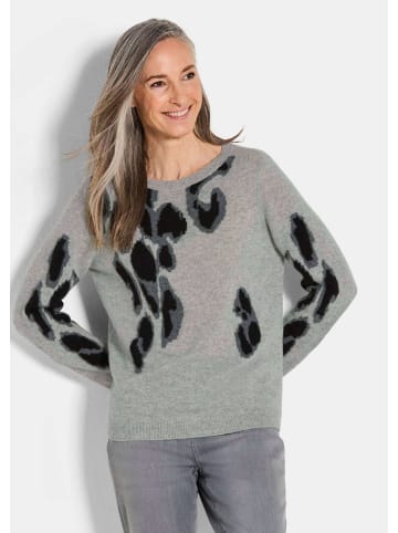 GOLDNER Kaschmirpullover Langarm Strickpullover im Leo-Design in grau / gemustert