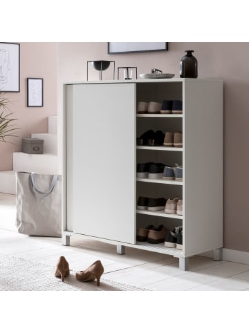 KADIMA DESIGN Schuhschrank FULDA: 20 Paar Schuhe, moderne Ablagefächer, Schiebetüren in Weiß
