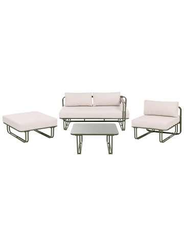 Beliani 4-tlg Sitzgruppe CAMEROTA  in Grün/Beige