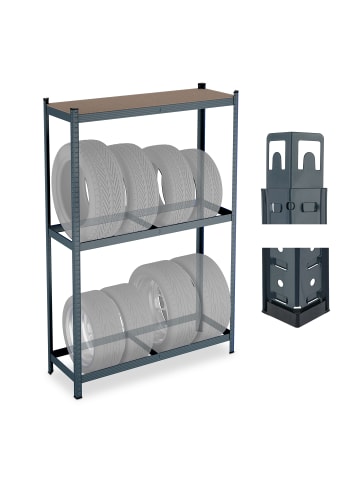 relaxdays Reifenregal in Grau - (B)120 x (H)180 x (T)40 cm