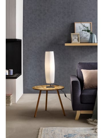 SalesFever Tischleuchte 60 cm rund mit Plissee-Lampenschirm in Weiß