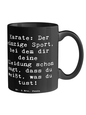 Mr. & Mrs. Panda Kaffeetasse Spruch Karate Kleidung mit Spruch in Schwarz