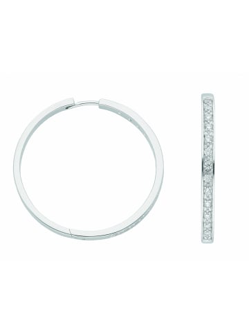 Adeliás Damen 925 Silber Ohrringe / Creolen mit Zirkonia Ø 37,5 mm in silber