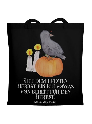 Mr. & Mrs. Panda Shopping Tasche Herbstvorfreude mit Spruch in Schwarz