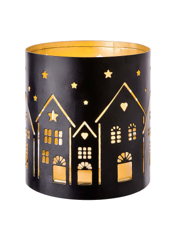 Butlers Windlicht LUMINOUS Häuser in Schwarz