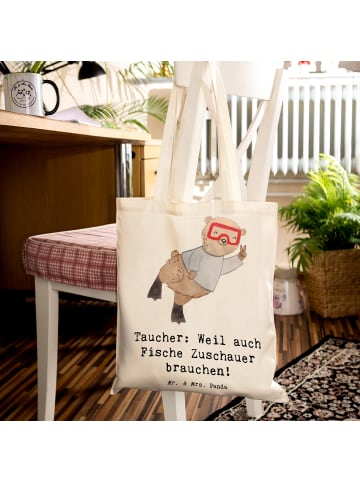 Mr. & Mrs. Panda Schultasche Tauchen Zuschauer mit Spruch in Creme