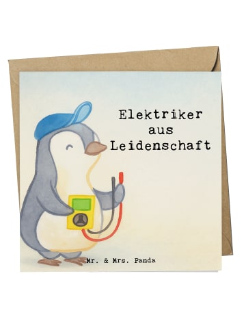 Mr. & Mrs. Panda Grußkarte Elektriker Leidenschaft Design mit Sp... in Weiß
