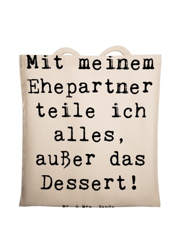 Mr. & Mrs. Panda Tragetasche Ehepartner Dessert mit Spruch in Creme