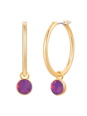 Lulu & Jane Creolen aus Messing mit Glaskristall in gelbgold