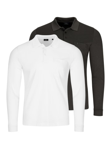 Ragman Poloshirt Basic in Weiß / dunkelgrau