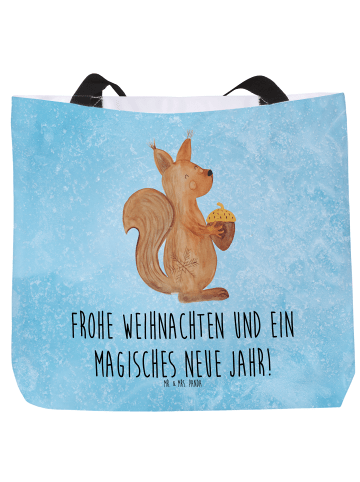 Mr. & Mrs. Panda Tote Bag Eichhörnchen Weihnachten mit Spruch in Eisblau