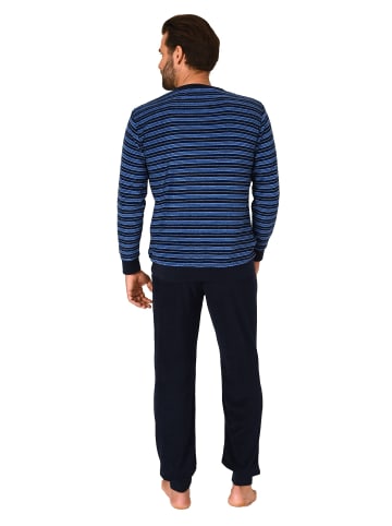 NORMANN langarm Frottee Schlafanzug Pyjama Bündchen - 83352 in navy