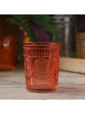 MARELIDA 4er Set Trinkglas Wasserglas Vintage Boho 280ml in rot