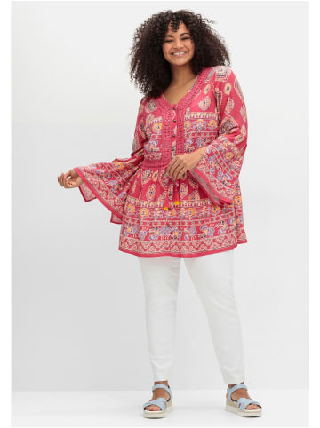 sheego by Joe Browns Longbluse in rot gemustert