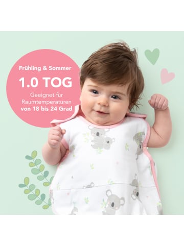 Schlummersack Babyschlafsack, 1.0 TOG in Rosa-Weiß