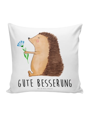 Mr. & Mrs. Panda Dekokissen Igel Blumen mit Spruch in Weiß
