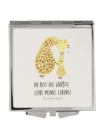 Mr. & Mrs. Panda Handtaschenspiegel quadratisch Giraffe Kind mit... in Weiß