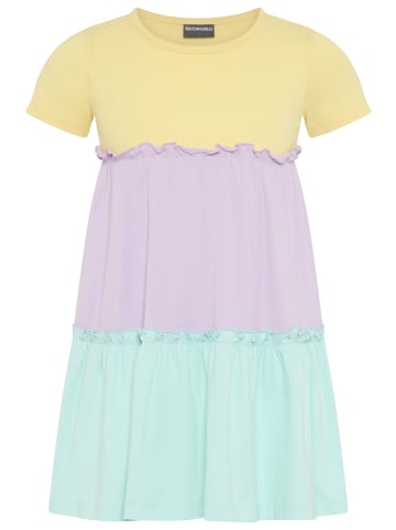 Kidsworld Jerseykleid in gelb/flieder/türkis