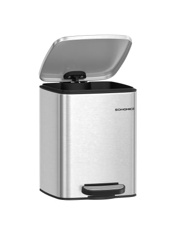 SONGMICS Mülleimer Plushic in Metallicsilber - (B)19.3 x (H)25.5 x (T)23.9 cm - 6 L