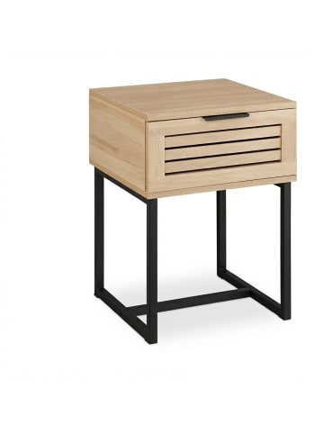 relaxdays Nachttisch in Natur/ Schwarz - (B)40 x (H)55,5 x (T)41,5 cm