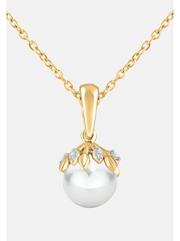 Diamant Exquis Halskette aus 375 Gelbgold mit Perle mit Diamant