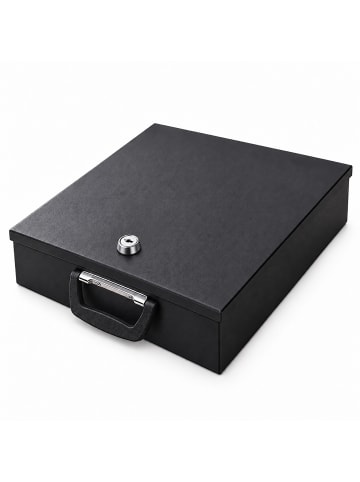 relaxdays Dokumentenkassette in Schwarz - (B)37 x (H)7 x (T)27 cm