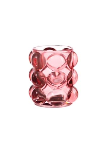 MARELIDA Teelichthalter BUBBLE Glas Windlicht H: 9cm in altrosa