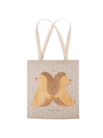 Mr. & Mrs. Panda shopping bag Igel händchenhaltend ohne Spruch in Grau Pastell