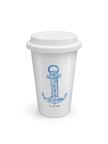 Mr. & Mrs. Panda To Go Becher Anker Blau ohne Spruch in Weiß