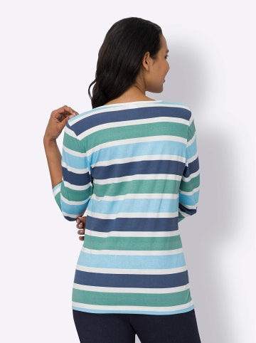 Sieh an! Freizeitshirt in ecru-salbei-geringelt