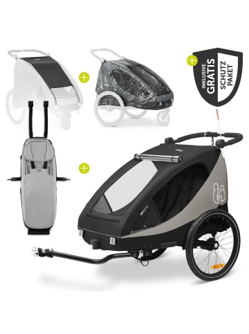 Hauck 2in1 Fahrradanhänger Sparset Dryk Duo Plus in schwarz,grau