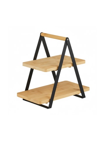 relaxdays Etagere in Natur/ Schwarz - (B)34 x (H)33 x (T)19 cm