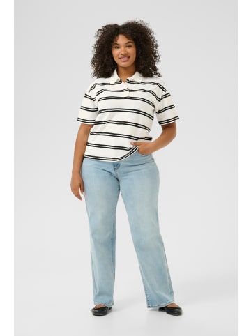 Kaffe T-shirt KApirrie Baggy fit in Chalk W. Black Twin Stripes