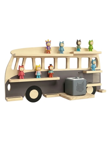 relaxdays Toniebox Regal "Bus" in Natur/ Grau - (B)54 x (H)27 x (T)15 cm