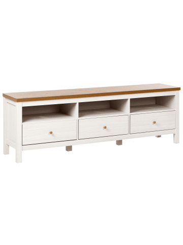 Beliani TV-Möbel INVERELL in Weiß/Braun - (W) 180 x (H) 58 x (L) 39 cm