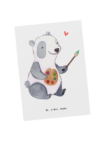 Mr. & Mrs. Panda Postkarte Restaurator Herz ohne Spruch in Weiß