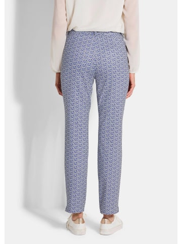 GOLDNER Kurzgröße:  Slim Fit Printhose mit hohem Bund in beige / royalblau / gemustert