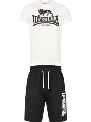 Lonsdale Trainingsanzug "Mair T-Shirt & Shorts Set Normale Passform" in Weiß