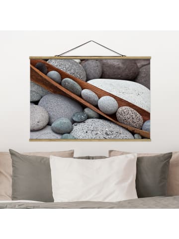 WALLART Stoffbild mit Posterleisten - Stillleben mit grauen Steinen in Grau