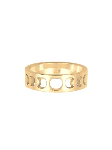 Elli Ring 925 Sterling Silber Halbmond, Astro in Gold