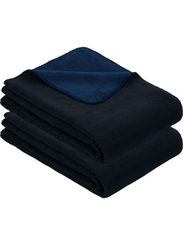 Erwin Müller Baumwollmischung Wohndecke 2er-Pack Matera in blau/marine