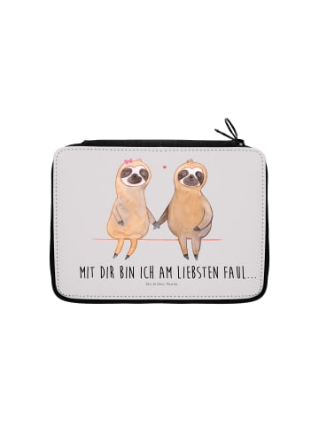 Mr. & Mrs. Panda Federmäppchen Faultier Pärchen mit Spruch in Grau Pastell