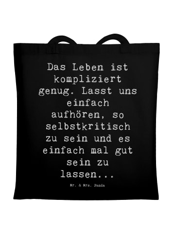 Mr. & Mrs. Panda Schultertasche Spruch Selbstzweifel Abschalten ... in Schwarz