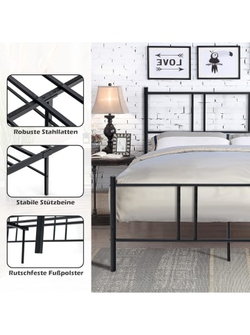 COSTWAY Bettgestell für 200x140cm Matratze in Schwarz