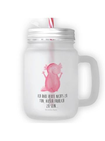 Mr. & Mrs. Panda Glas Axolotl Hurra mit Spruch in Transparent