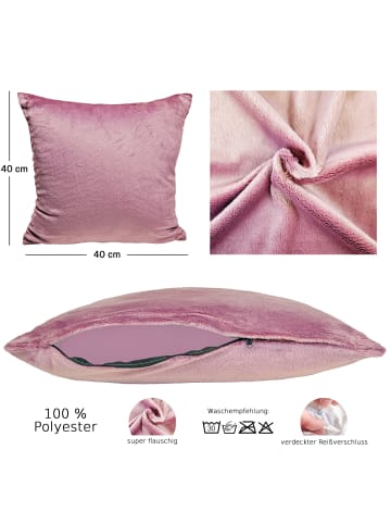 JACK 2er Set Teddy Flausch Kissenhülle Kissenbezug in Antik Rosa