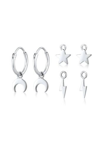 Elli Ohrringe 925 Sterling Silber Astro, Blitz, Halbmond, Sterne in Silber