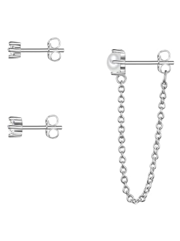 Glanzstücke München Ohrstecker aus Sterling Silber mit Zirkonia und Süßwasser-Zuchtperle in silber