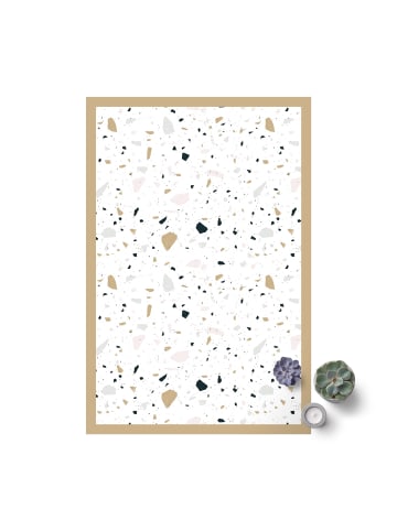 WALLART Vinyl-Teppich - Detailliertes Terrazzo Muster San Remo mit Rahmen in Weiß