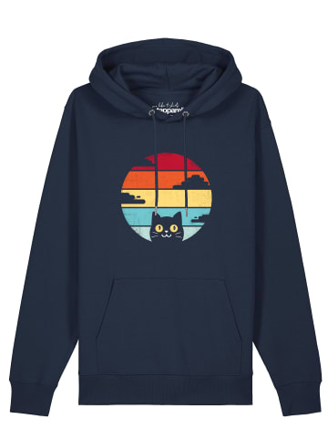 wat? Apparel Sweatshirt Retro Sunset Cat in Dunkelblau